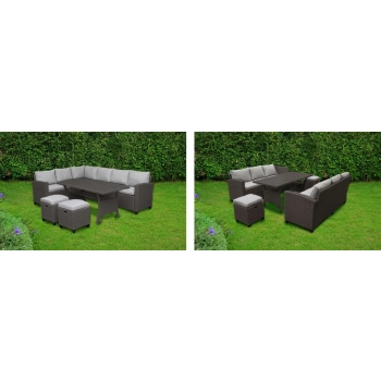 Meble ogrodowe technorattan narożnik + pufy 871