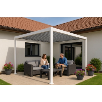 Pergola ogrodowa 3x4 m z REGULOWANYM dachem ALUMINIOWA biała na TARAS 57778