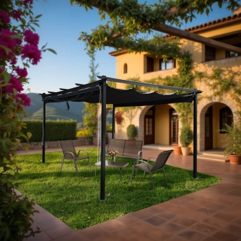 Pergola ogrodowa stalowa 2,4 m markizy boczne 58041