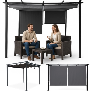 Pergola ogrodowa stalowa 2,4 m markizy boczne 58041
