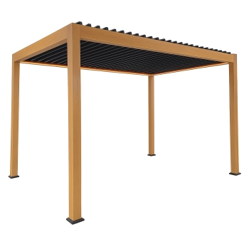 Pergola 3x4 m CZARNY ALUMINIOWA kurtyny BOCZNE oświetlenie LED PILOT 57815