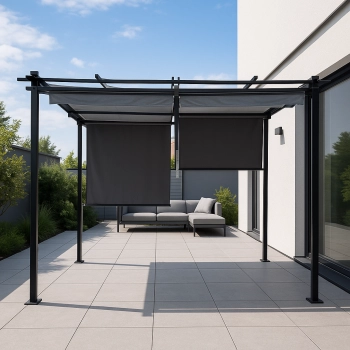 Pergola ogrodowa stalowa 2,4 m markizy boczne 58041
