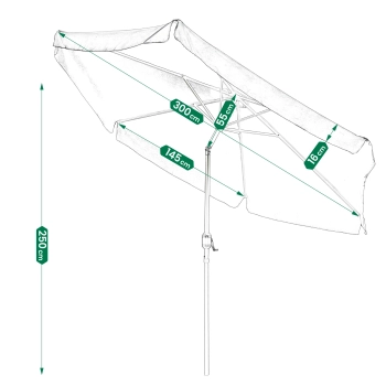 Parasol ogrodowy 300 cm łamany 54036