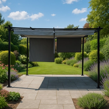 Pergola ogrodowa stalowa 2,4 m markizy boczne 58041