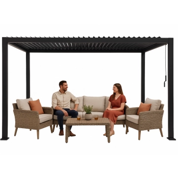 Pergola OGRODOWA 3x4m regulowany dach lamelowy ANTRACYT tarasowa ALUMINIOWA 58201