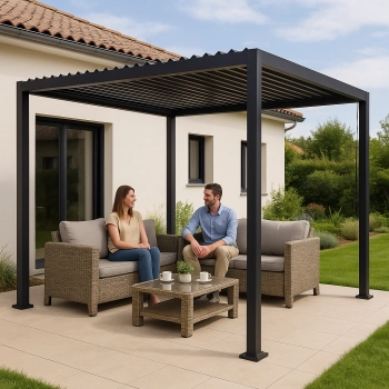 Pergola OGRODOWA 3x4m regulowany dach lamelowy ANTRACYT tarasowa ALUMINIOWA 58201