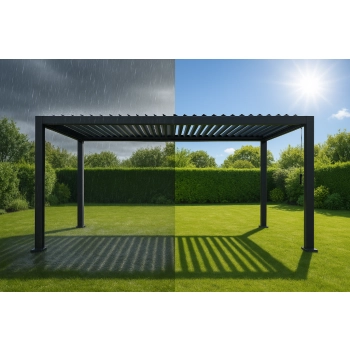 Pergola OGRODOWA 3x4m regulowany dach lamelowy ANTRACYT tarasowa ALUMINIOWA 58201