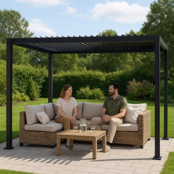 Pergola OGRODOWA 3x4m regulowany dach lamelowy ANTRACYT tarasowa ALUMINIOWA 58201