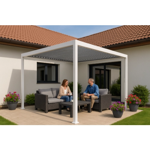 Pergola ogrodowa 3x4 m z REGULOWANYM dachem ALUMINIOWA biała na TARAS 57778