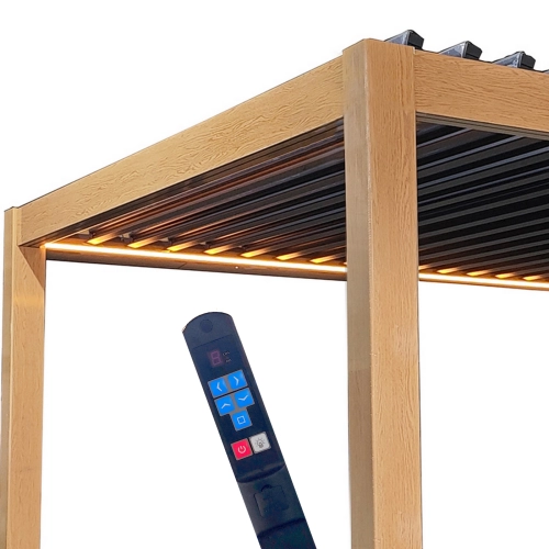Pergola 3x4 m CZARNY ALUMINIOWA kurtyny BOCZNE oświetlenie LED PILOT 57815