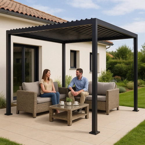 Pergola OGRODOWA 3x4m regulowany dach lamelowy ANTRACYT tarasowa ALUMINIOWA 58201