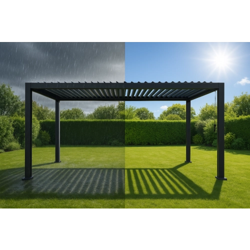 Pergola OGRODOWA 3x4m regulowany dach lamelowy ANTRACYT tarasowa ALUMINIOWA 58201